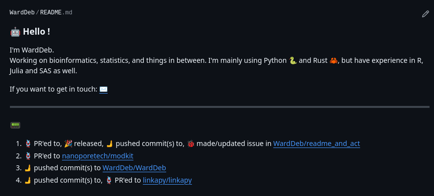 WardDeb's profile page